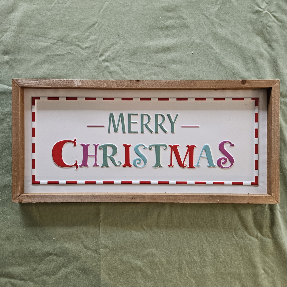 NEW Ashland Merry Christmas Sign Red and Green Candy Cane Accents Wall Decor
